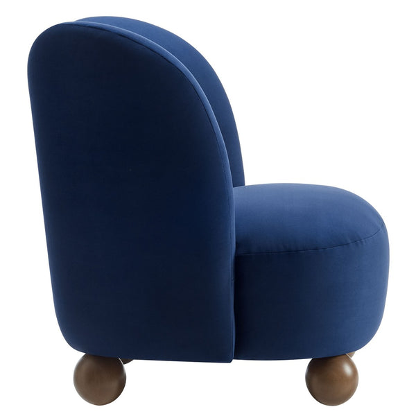 Modway Furniture Monroe Performance Velvet Accent Chair - Luxurious Comfort with Mid-Century Modern Design Appeal Midnight Blue Walnut EEI-6990-MID-WAL