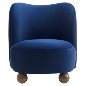 Modway Furniture Monroe Performance Velvet Accent Chair - Luxurious Comfort with Mid-Century Modern Design Appeal Midnight Blue Walnut EEI-6990-MID-WAL