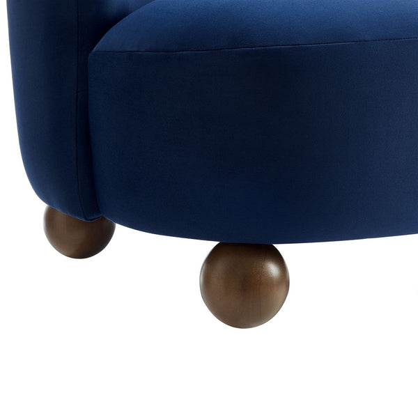 Modway Furniture Monroe Performance Velvet Accent Chair - Luxurious Comfort with Mid-Century Modern Design Appeal Midnight Blue Walnut EEI-6990-MID-WAL