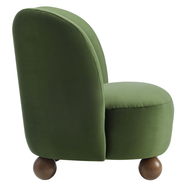 Modway Furniture Monroe Performance Velvet Accent Chair - Luxurious Comfort with Mid-Century Modern Design Appeal Moss Green Walnut EEI-6990-MOG-WAL