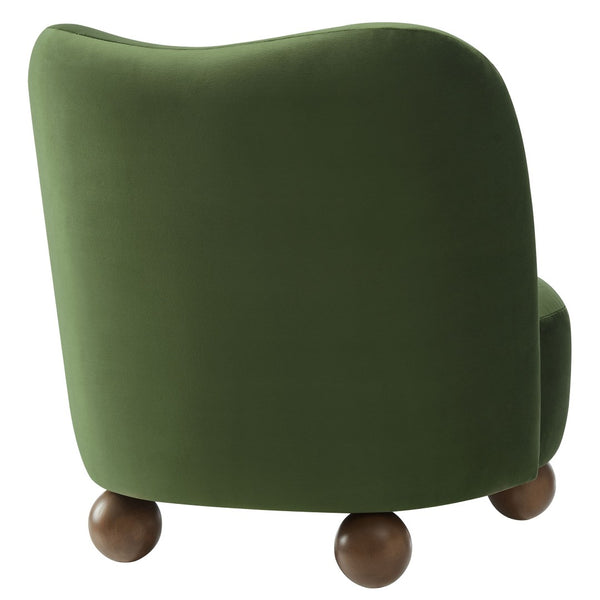 Modway Furniture Monroe Performance Velvet Accent Chair - Luxurious Comfort with Mid-Century Modern Design Appeal Moss Green Walnut EEI-6990-MOG-WAL