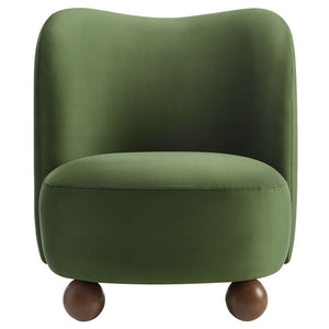 Modway Furniture Monroe Performance Velvet Accent Chair - Luxurious Comfort with Mid-Century Modern Design Appeal Moss Green Walnut EEI-6990-MOG-WAL