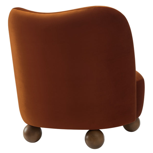 Modway Furniture Monroe Performance Velvet Accent Chair - Luxurious Comfort with Mid-Century Modern Design Appeal Rust Walnut EEI-6990-RUS-WAL