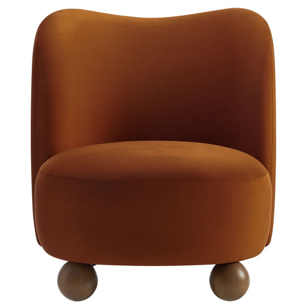 Modway Furniture Monroe Performance Velvet Accent Chair - Luxurious Comfort with Mid-Century Modern Design Appeal Rust Walnut EEI-6990-RUS-WAL