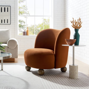 Modway Furniture Monroe Performance Velvet Accent Chair - Luxurious Comfort with Mid-Century Modern Design Appeal Rust Walnut EEI-6990-RUS-WAL