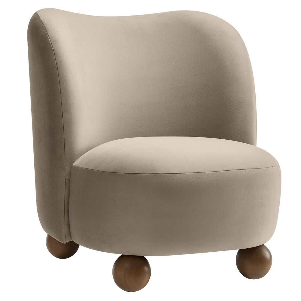 Modway Furniture Monroe Performance Velvet Accent Chair - Luxurious Comfort with Mid-Century Modern Design Appeal Taupe Walnut EEI-6990-TAU-WAL
