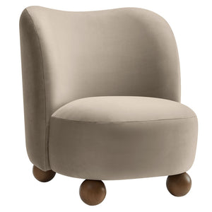 Modway Furniture Monroe Performance Velvet Accent Chair - Luxurious Comfort with Mid-Century Modern Design Appeal Taupe Walnut EEI-6990-TAU-WAL