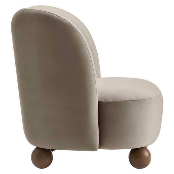 Modway Furniture Monroe Performance Velvet Accent Chair - Luxurious Comfort with Mid-Century Modern Design Appeal Taupe Walnut EEI-6990-TAU-WAL
