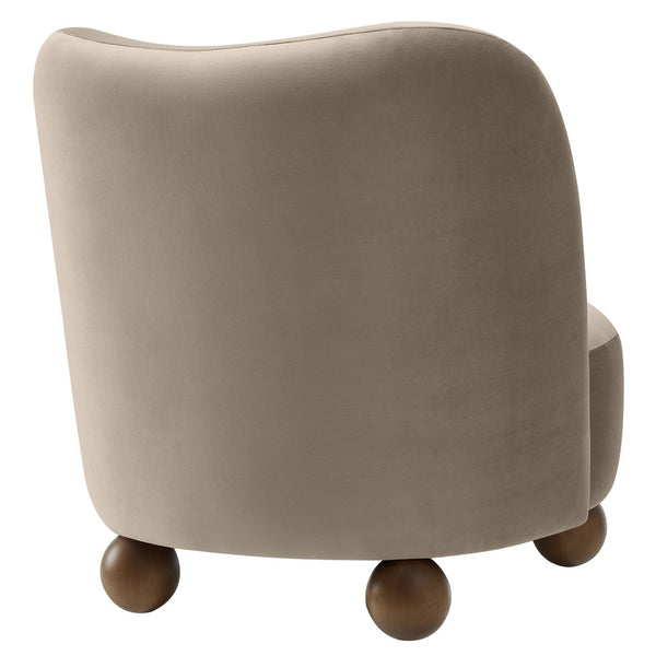 Modway Furniture Monroe Performance Velvet Accent Chair - Luxurious Comfort with Mid-Century Modern Design Appeal Taupe Walnut EEI-6990-TAU-WAL