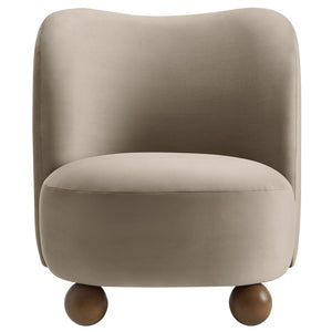 Modway Furniture Monroe Performance Velvet Accent Chair - Luxurious Comfort with Mid-Century Modern Design Appeal Taupe Walnut EEI-6990-TAU-WAL