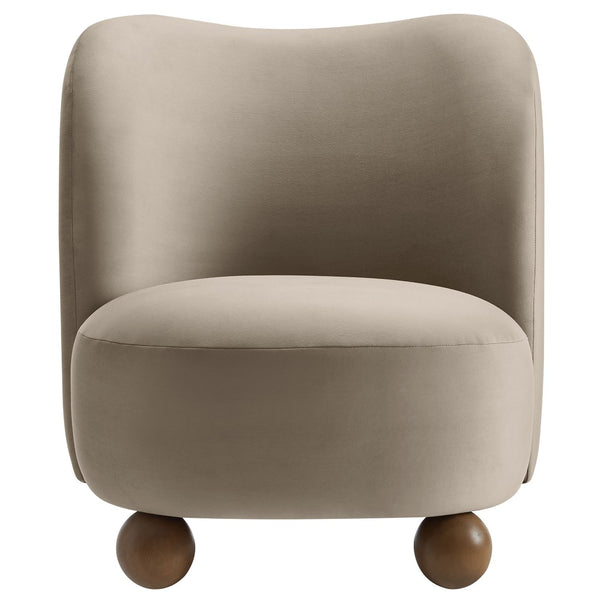 Modway Furniture Monroe Performance Velvet Accent Chair - Luxurious Comfort with Mid-Century Modern Design Appeal Taupe Walnut EEI-6990-TAU-WAL