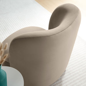 Modway Furniture Monroe Performance Velvet Accent Chair - Luxurious Comfort with Mid-Century Modern Design Appeal Taupe Walnut EEI-6990-TAU-WAL