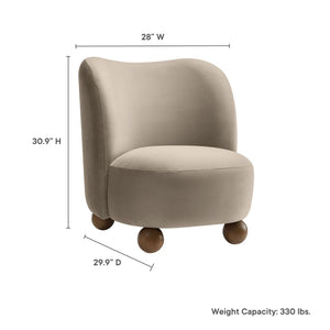 Modway Furniture Monroe Performance Velvet Accent Chair - Luxurious Comfort with Mid-Century Modern Design Appeal Taupe Walnut EEI-6990-TAU-WAL