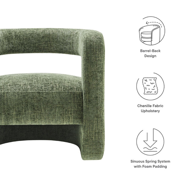Modway Furniture Jaylin Upholstered Chenille Accent Chair - Modern Comfort with U-Shaped Design for Any Space Basil EEI-6991-BAS