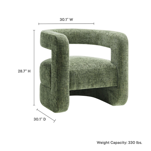 Modway Furniture Jaylin Upholstered Chenille Accent Chair - Modern Comfort with U-Shaped Design for Any Space Basil EEI-6991-BAS