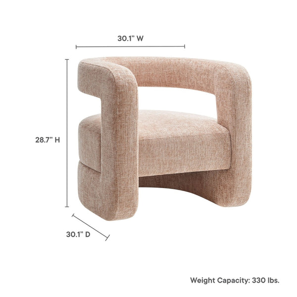 Modway Furniture Jaylin Upholstered Chenille Accent Chair - Modern Comfort with U-Shaped Design for Any Space Blush EEI-6991-BLS
