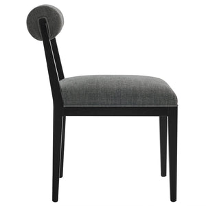 Modway Furniture Kai Fabric Dining Chair by Modway - Stylish Comfort with Rolled Backrest and Ash Wood Frame Design Charcoal Black EEI-6993-CHA-BLK