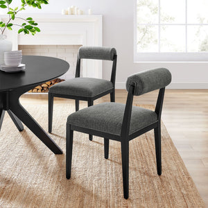 Modway Furniture Kai Fabric Dining Chair by Modway - Stylish Comfort with Rolled Backrest and Ash Wood Frame Design Charcoal Black EEI-6993-CHA-BLK