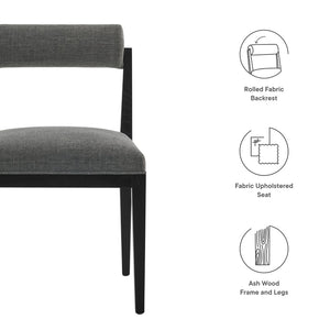 Modway Furniture Kai Fabric Dining Chair by Modway - Stylish Comfort with Rolled Backrest and Ash Wood Frame Design Charcoal Black EEI-6993-CHA-BLK
