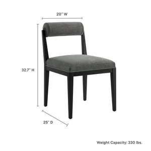 Modway Furniture Kai Fabric Dining Chair by Modway - Stylish Comfort with Rolled Backrest and Ash Wood Frame Design Charcoal Black EEI-6993-CHA-BLK