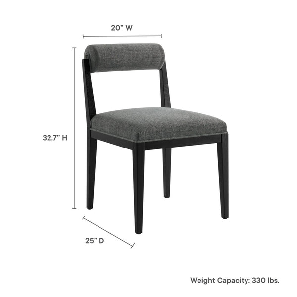 Modway Furniture Kai Fabric Dining Chair by Modway - Stylish Comfort with Rolled Backrest and Ash Wood Frame Design Charcoal Black EEI-6993-CHA-BLK