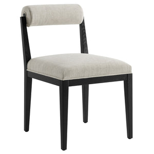 Modway Furniture Kai Fabric Dining Chair by Modway - Stylish Comfort with Rolled Backrest and Ash Wood Frame Design Linen Black EEI-6993-LIN-BLK