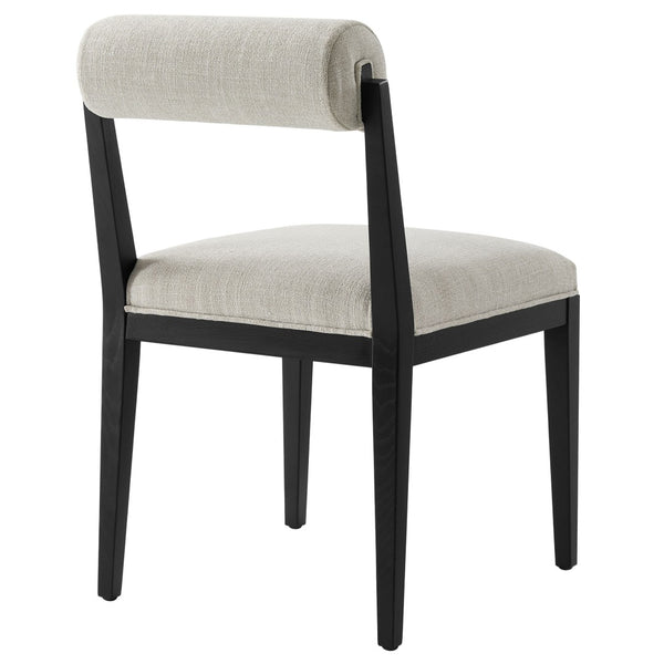Modway Furniture Kai Fabric Dining Chair by Modway - Stylish Comfort with Rolled Backrest and Ash Wood Frame Design Linen Black EEI-6993-LIN-BLK