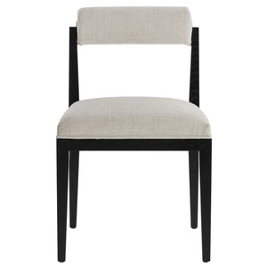 Modway Furniture Kai Fabric Dining Chair by Modway - Stylish Comfort with Rolled Backrest and Ash Wood Frame Design Linen Black EEI-6993-LIN-BLK