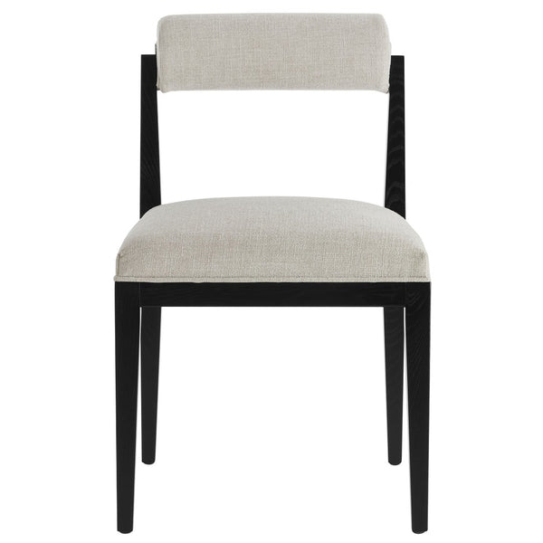 Modway Furniture Kai Fabric Dining Chair by Modway - Stylish Comfort with Rolled Backrest and Ash Wood Frame Design Linen Black EEI-6993-LIN-BLK