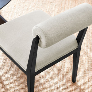 Modway Furniture Kai Fabric Dining Chair by Modway - Stylish Comfort with Rolled Backrest and Ash Wood Frame Design Linen Black EEI-6993-LIN-BLK