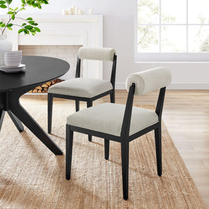 Modway Furniture Kai Fabric Dining Chair by Modway - Stylish Comfort with Rolled Backrest and Ash Wood Frame Design Linen Black EEI-6993-LIN-BLK