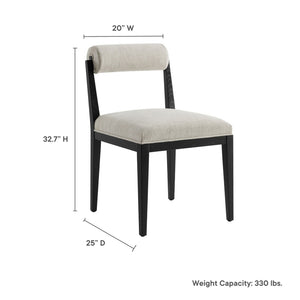 Modway Furniture Kai Fabric Dining Chair by Modway - Stylish Comfort with Rolled Backrest and Ash Wood Frame Design Linen Black EEI-6993-LIN-BLK