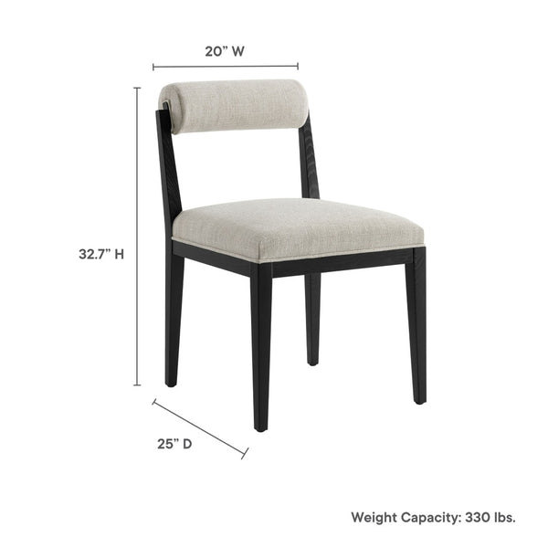 Modway Furniture Kai Fabric Dining Chair by Modway - Stylish Comfort with Rolled Backrest and Ash Wood Frame Design Linen Black EEI-6993-LIN-BLK