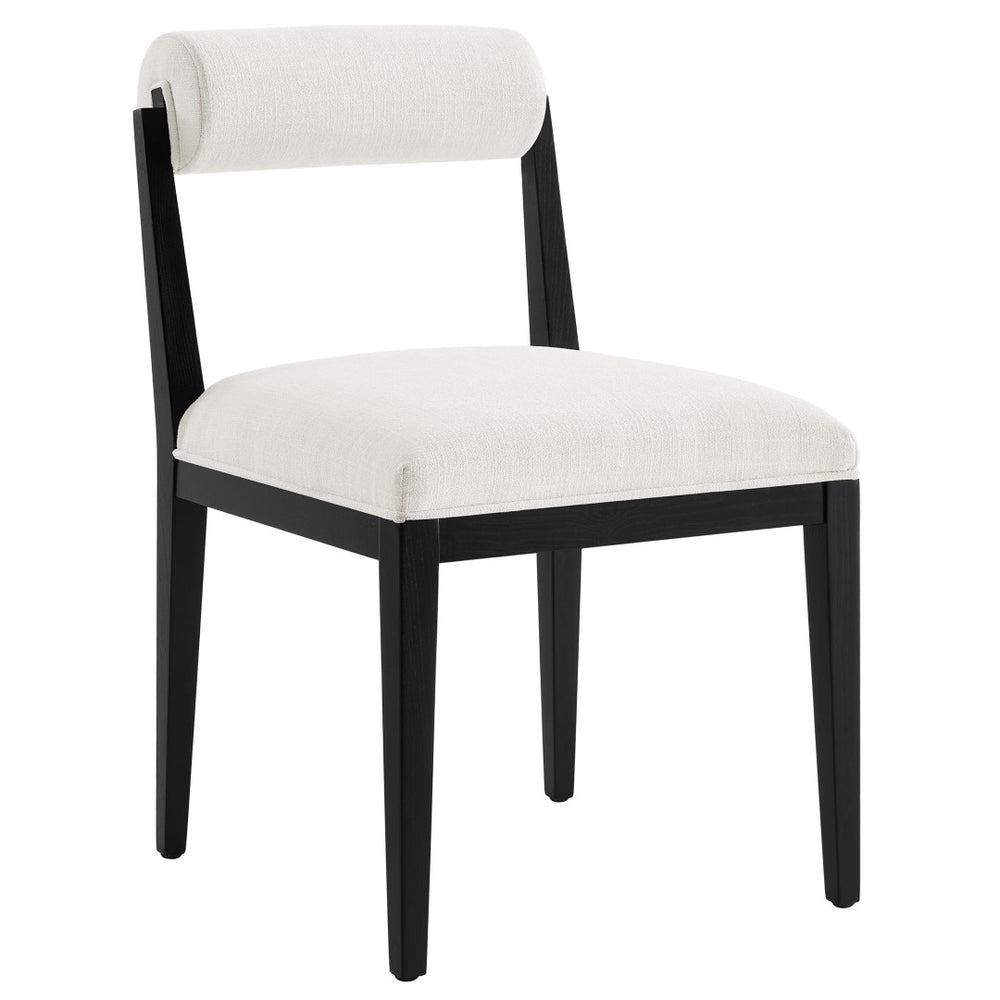 Modway Furniture Kai Fabric Dining Chair by Modway - Stylish Comfort with Rolled Backrest and Ash Wood Frame Design Salt Black EEI-6993-SAL-BLK