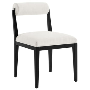 Modway Furniture Kai Fabric Dining Chair by Modway - Stylish Comfort with Rolled Backrest and Ash Wood Frame Design Salt Black EEI-6993-SAL-BLK