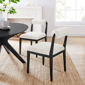 Modway Furniture Kai Fabric Dining Chair by Modway - Stylish Comfort with Rolled Backrest and Ash Wood Frame Design Salt Black EEI-6993-SAL-BLK