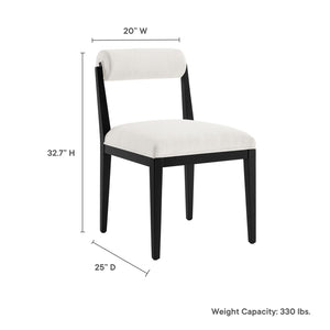 Modway Furniture Kai Fabric Dining Chair by Modway - Stylish Comfort with Rolled Backrest and Ash Wood Frame Design Salt Black EEI-6993-SAL-BLK