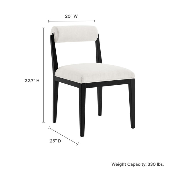 Modway Furniture Kai Fabric Dining Chair by Modway - Stylish Comfort with Rolled Backrest and Ash Wood Frame Design Salt Black EEI-6993-SAL-BLK