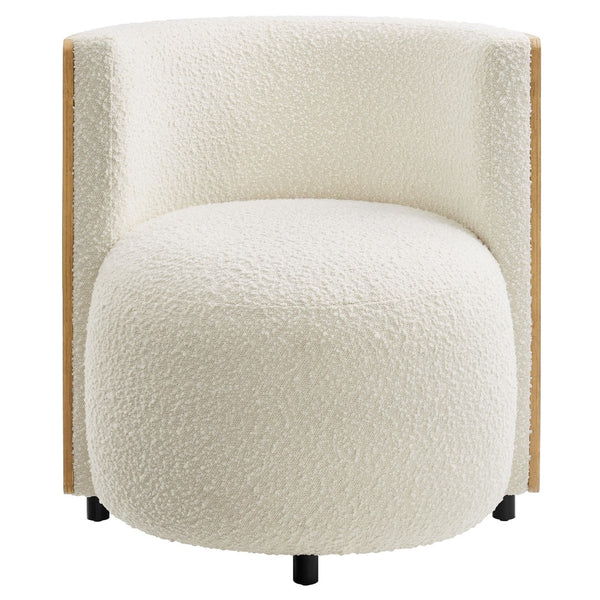 Modway Furniture Solis Boucle Accent Chair - Modern Comfort with Plush Upholstery and Stylish Bentwood Back Design EEI-6994-NAT-IVO