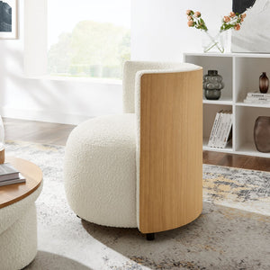 Modway Furniture Solis Boucle Accent Chair - Modern Comfort with Plush Upholstery and Stylish Bentwood Back Design EEI-6994-NAT-IVO