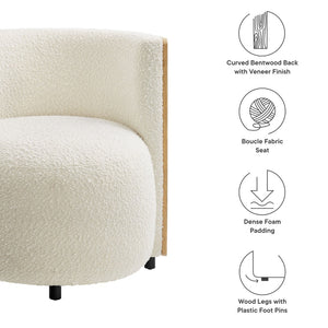 Modway Furniture Solis Boucle Accent Chair - Modern Comfort with Plush Upholstery and Stylish Bentwood Back Design EEI-6994-NAT-IVO