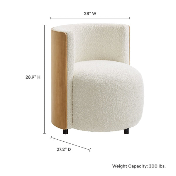 Modway Furniture Solis Boucle Accent Chair - Modern Comfort with Plush Upholstery and Stylish Bentwood Back Design EEI-6994-NAT-IVO