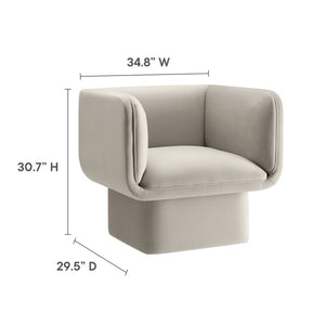 Modway Furniture Tate Performance Velvet Accent Chair - Luxurious Comfort & Contemporary Design for Any Space Almond EEI-6995-ALM