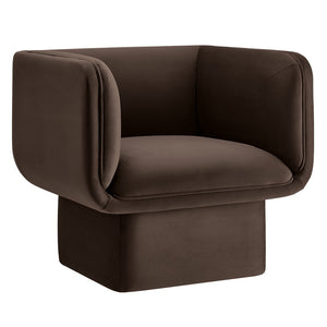 Modway Furniture Tate Performance Velvet Accent Chair - Luxurious Comfort & Contemporary Design for Any Space Chocolate Brown EEI-6995-CHB