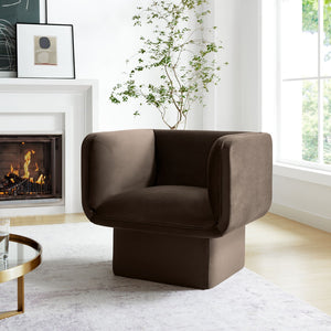 Modway Furniture Tate Performance Velvet Accent Chair - Luxurious Comfort & Contemporary Design for Any Space Chocolate Brown EEI-6995-CHB