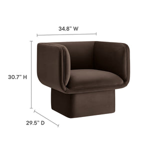 Modway Furniture Tate Performance Velvet Accent Chair - Luxurious Comfort & Contemporary Design for Any Space Chocolate Brown EEI-6995-CHB