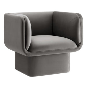 Modway Furniture Tate Performance Velvet Accent Chair - Luxurious Comfort & Contemporary Design for Any Space Storm Gray EEI-6995-STG