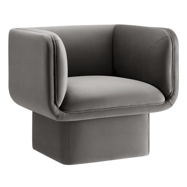 Modway Furniture Tate Performance Velvet Accent Chair - Luxurious Comfort & Contemporary Design for Any Space Storm Gray EEI-6995-STG