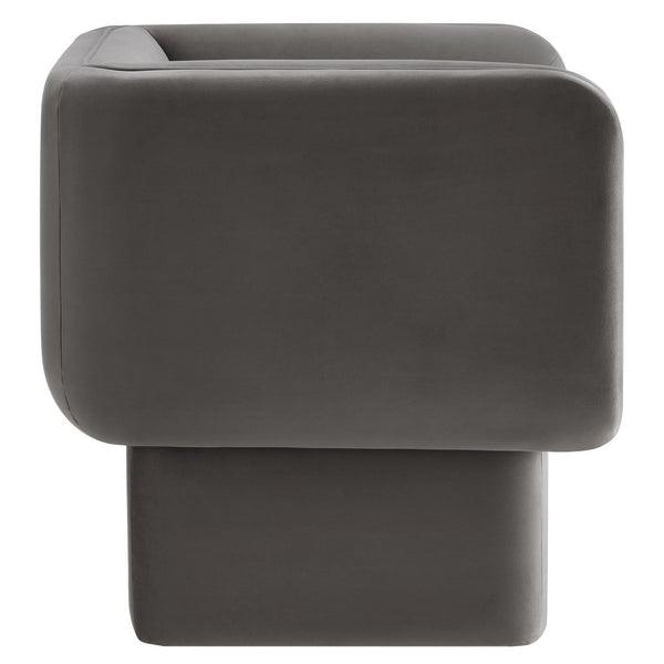 Modway Furniture Tate Performance Velvet Accent Chair - Luxurious Comfort & Contemporary Design for Any Space Storm Gray EEI-6995-STG