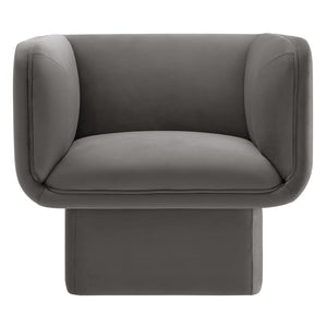 Modway Furniture Tate Performance Velvet Accent Chair - Luxurious Comfort & Contemporary Design for Any Space Storm Gray EEI-6995-STG
